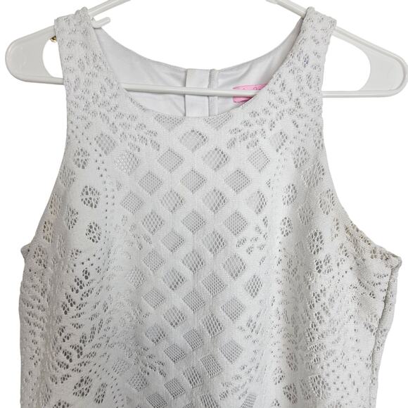 Lilly Pulitzer Marquette Shift Dress White Lace Tassel Hem Resort Timeless Sz M - Picture 3 of 10
